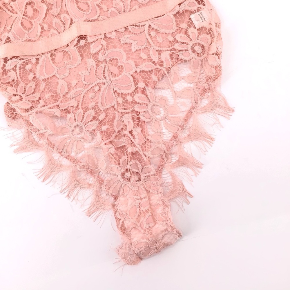 Pink Lace Adjustable Straps Thong Bodysuit Size Small - Picture 3 of 11